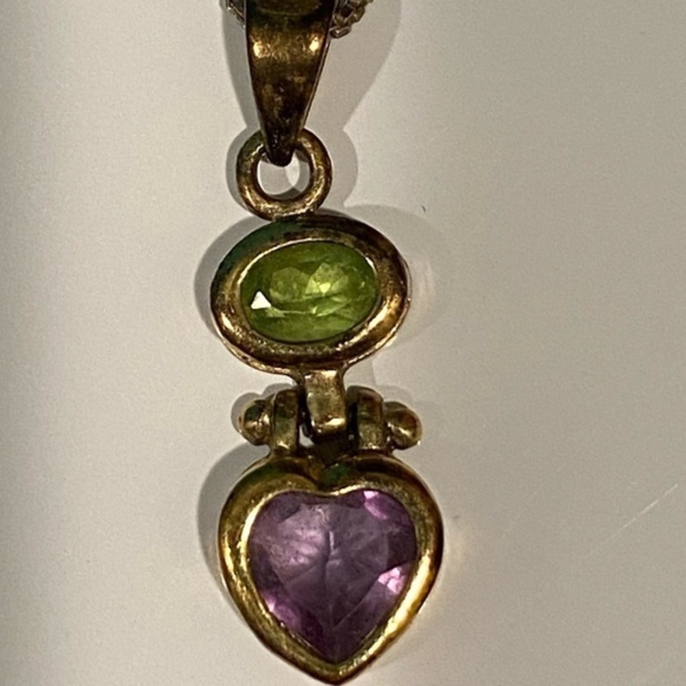 Vermeil Gold Pendant with Amethyst and Peridot Stones